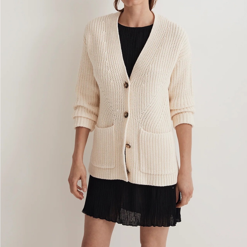 Madewell textural-stitch v-neck cardigan sweater